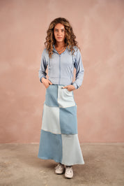 Color Block Flare Skirt