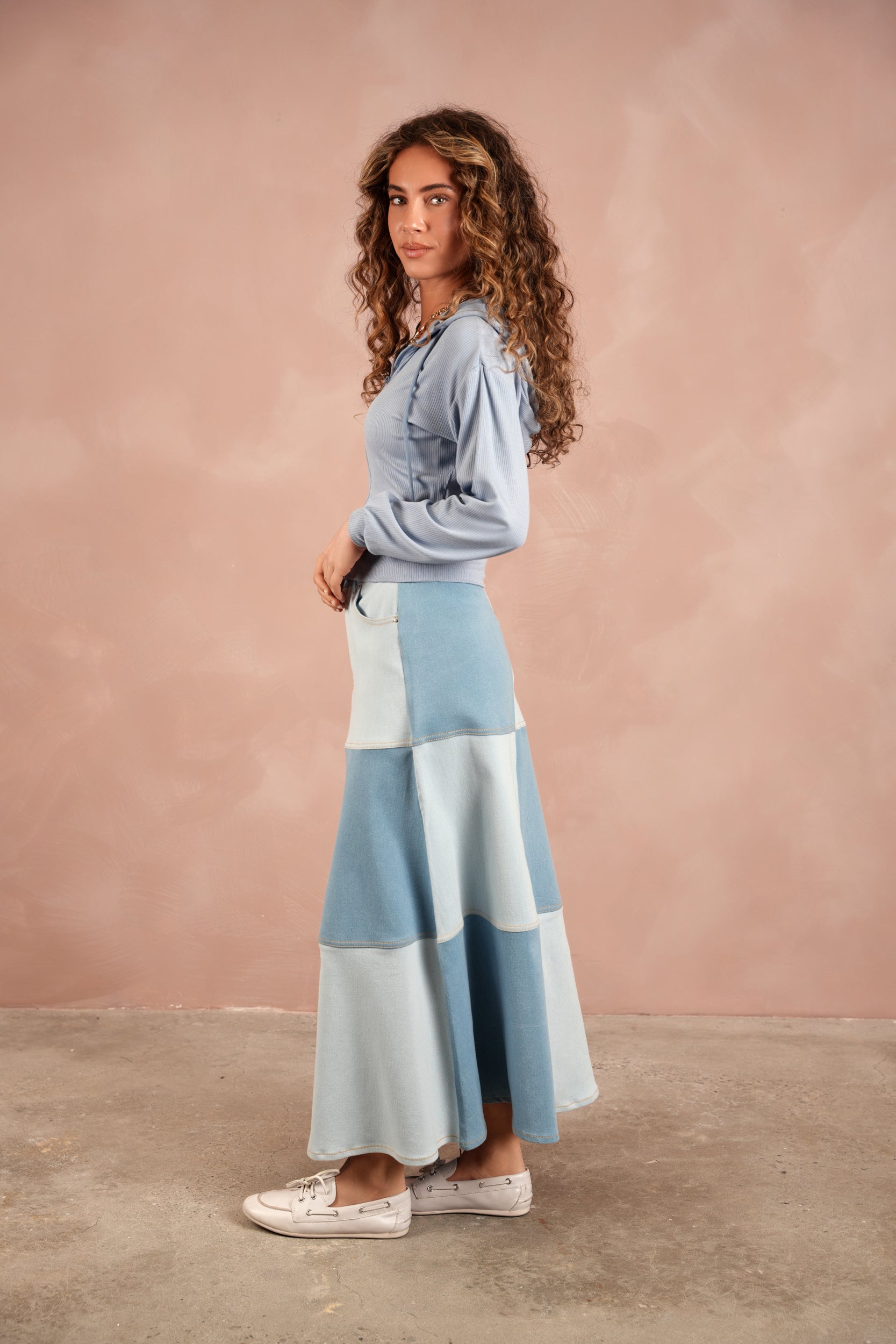 Color Block Flare Skirt