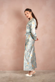 Print Satin Wrap Top