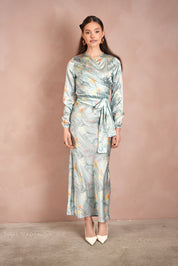 Print Satin Wrap Top