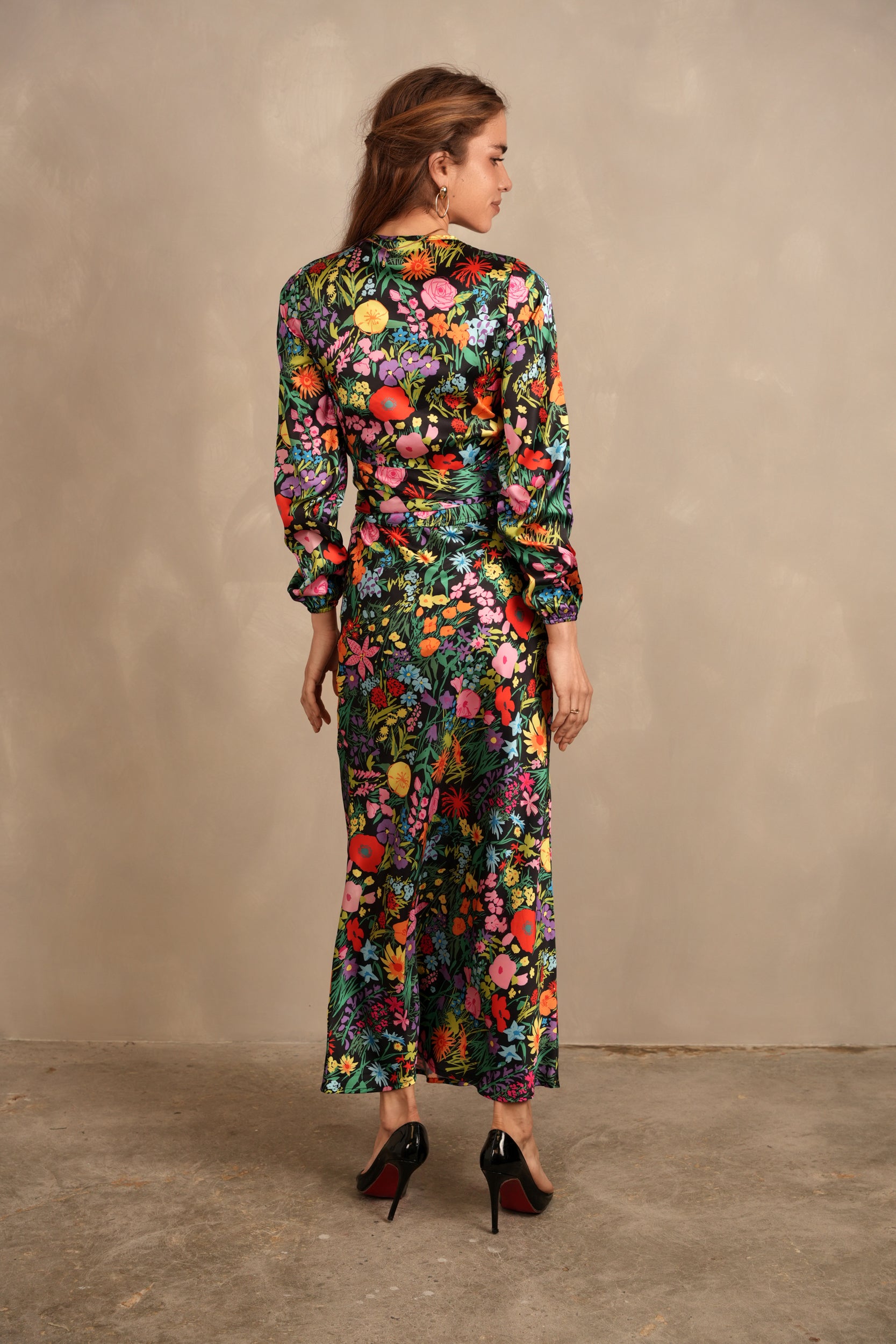 Print Satin Wrap Top