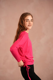 Soft Rib Ruched Dolman Top