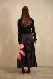 Pleated Maxi Floral Skirt