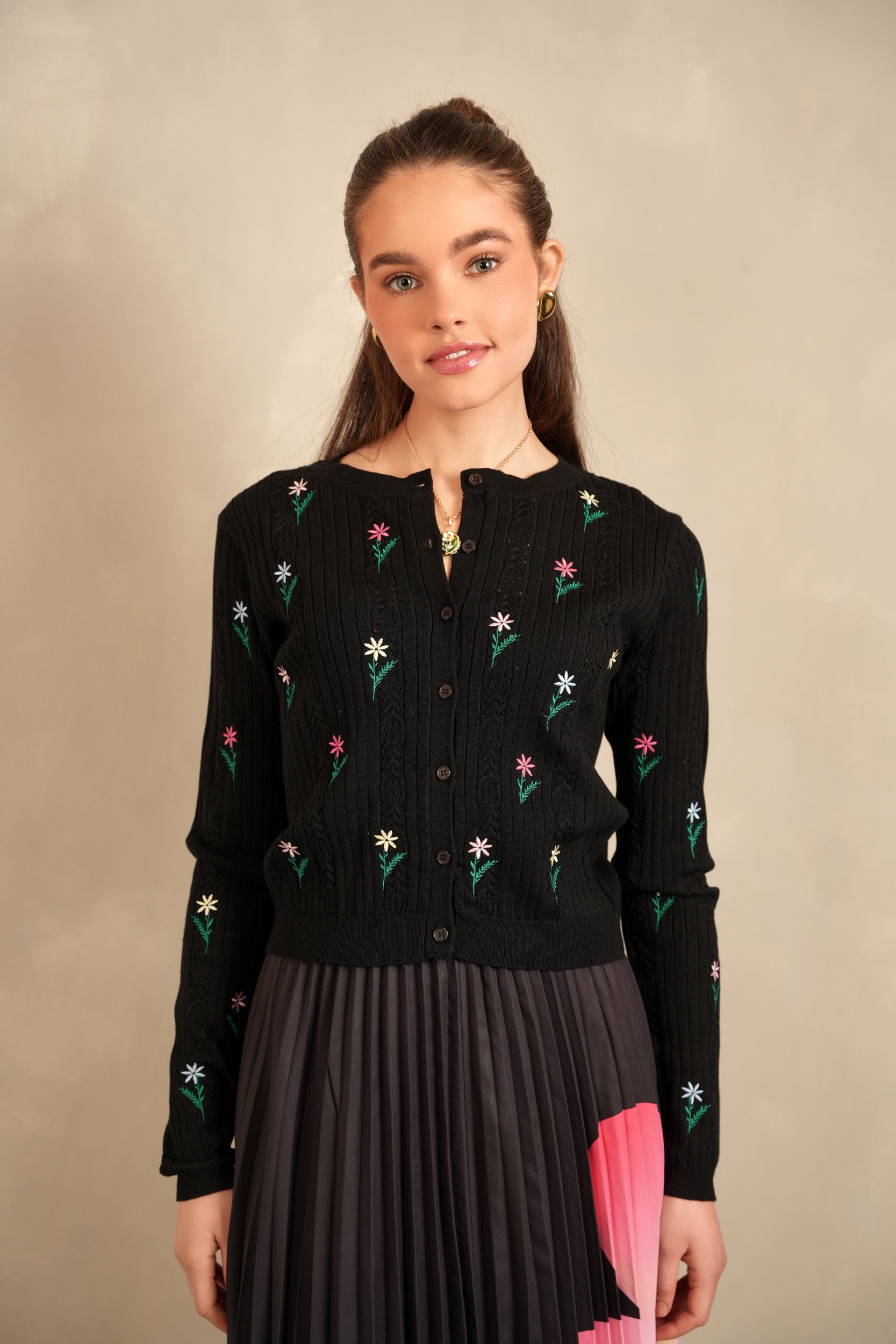 Knitted Embroidery Cardigan