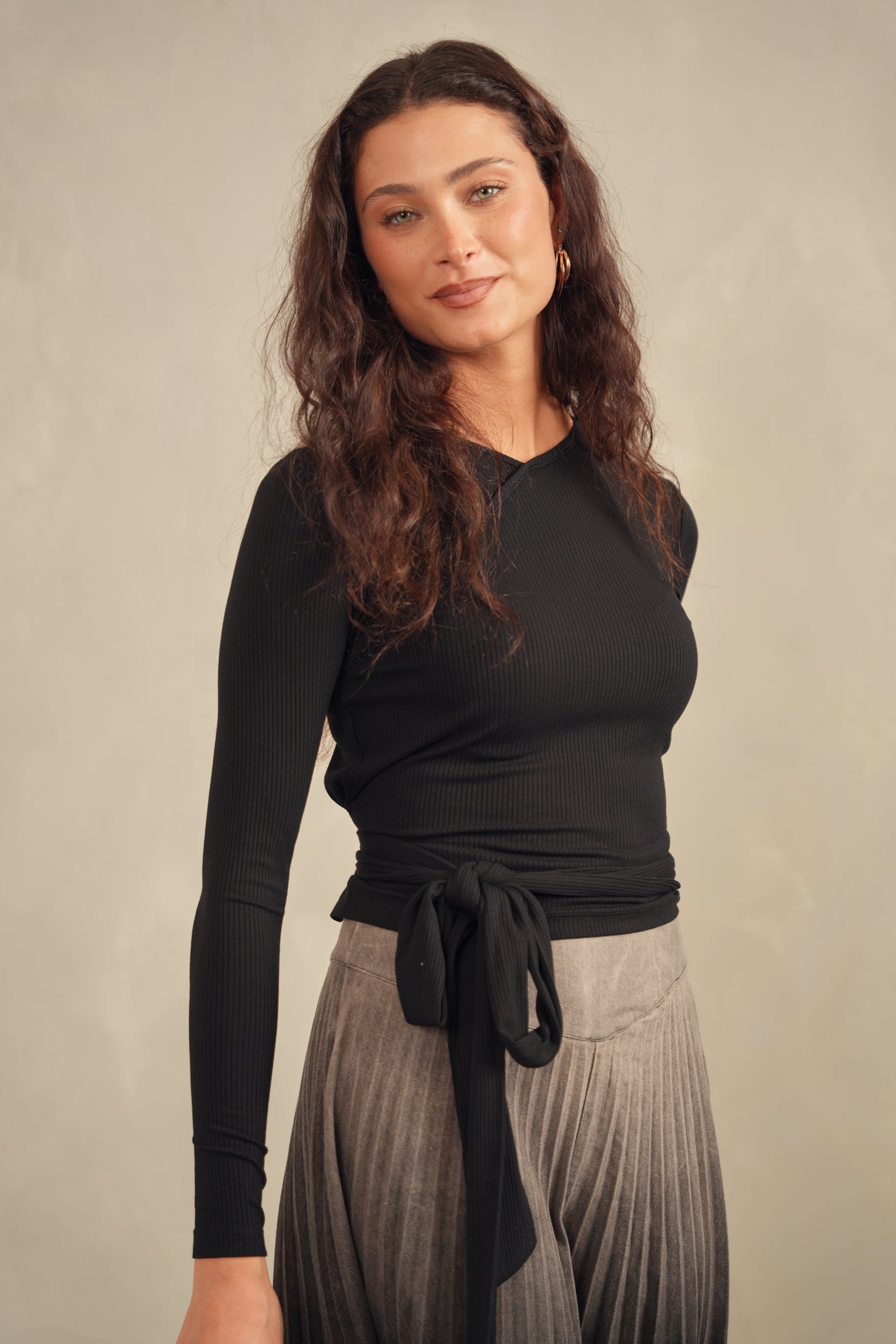 Ombre Pleated Denim Skirt - Maxi