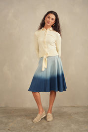 Ombre Pleated Denim Skirt