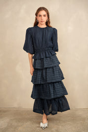 Tiered A-Line Maxi Skirt