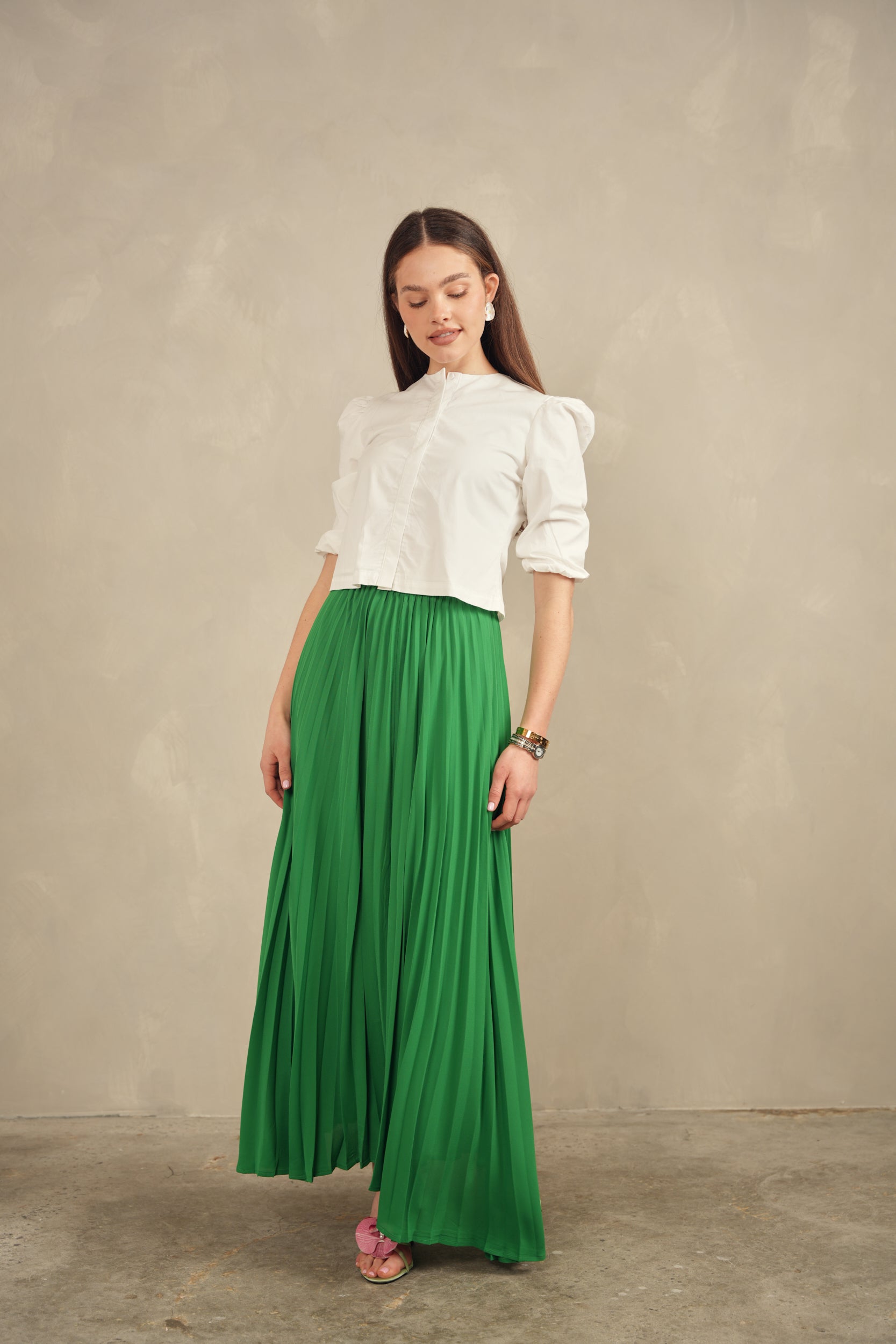 Chiffon Pleated Maxi Skirt