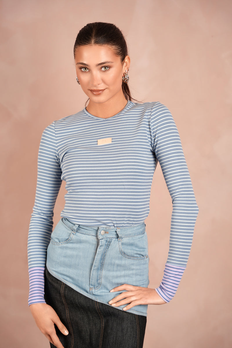 V-Neck Striped Tee