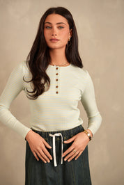 Striped Rib Henley Tee