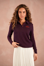 Striped Polo Semi Crop Tee