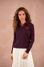 Striped Polo Semi Crop Tee