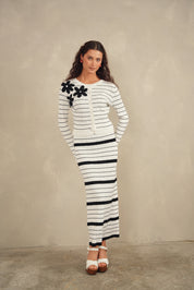 Pointelle Striped Cardigan