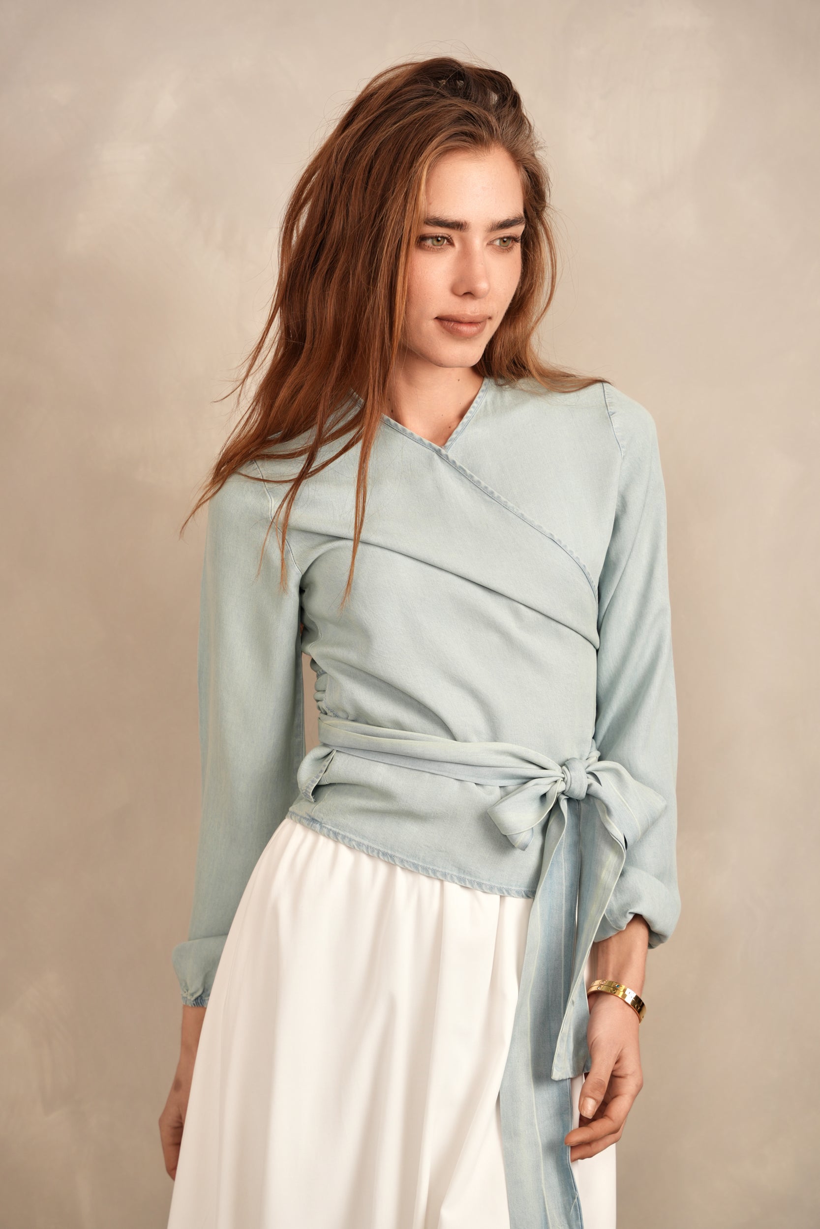 Denim Wrap Top