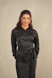 Satin Wrap Top