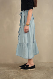 Mock Wrap Tencel Skirt