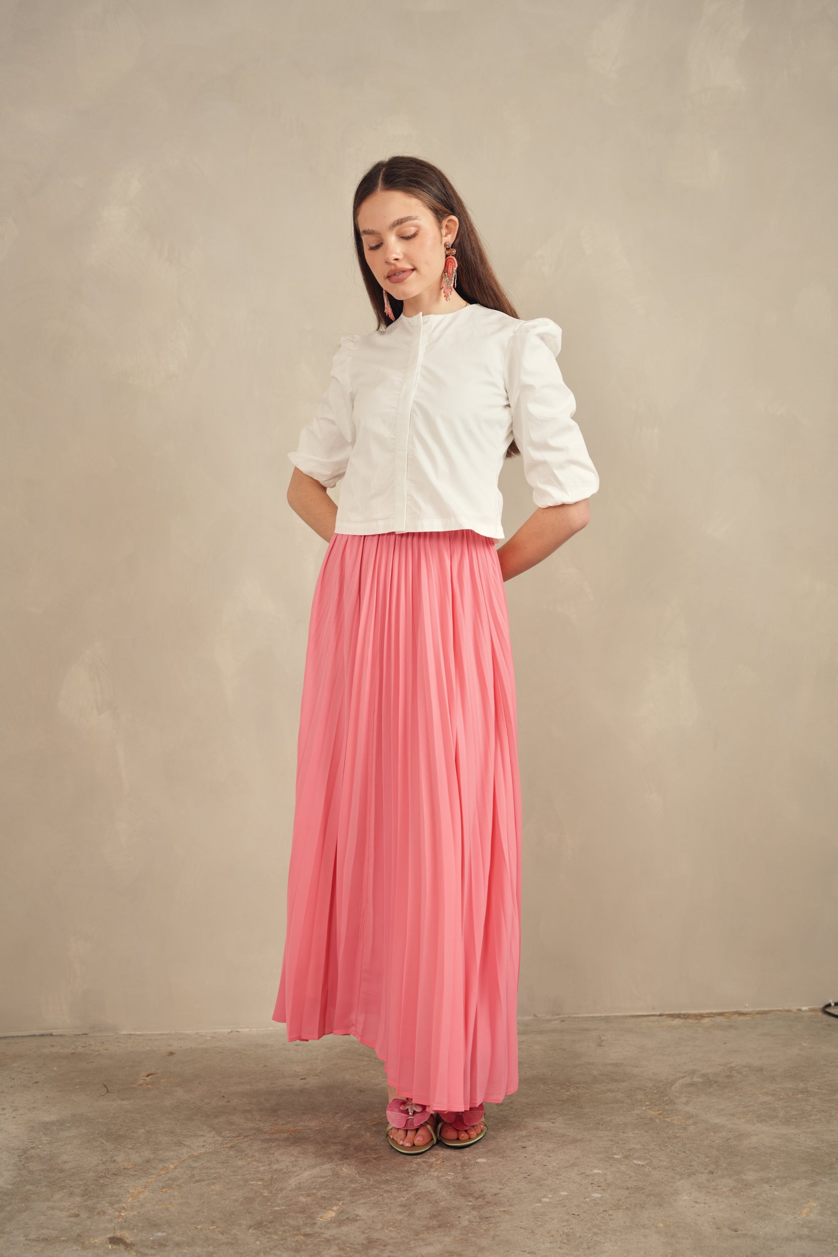 Chiffon Pleated Maxi Skirt