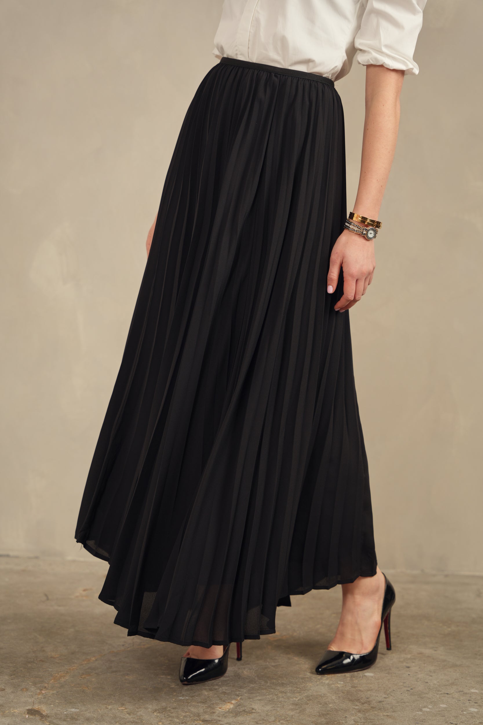 Chiffon Pleated Maxi Skirt