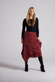 LEATHER WAIST LAYERED SKIRT