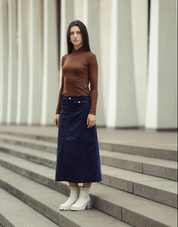 BLACK Corduroy Seam Skirt