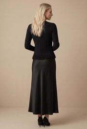 KNIT FRINGE SET-BLACK