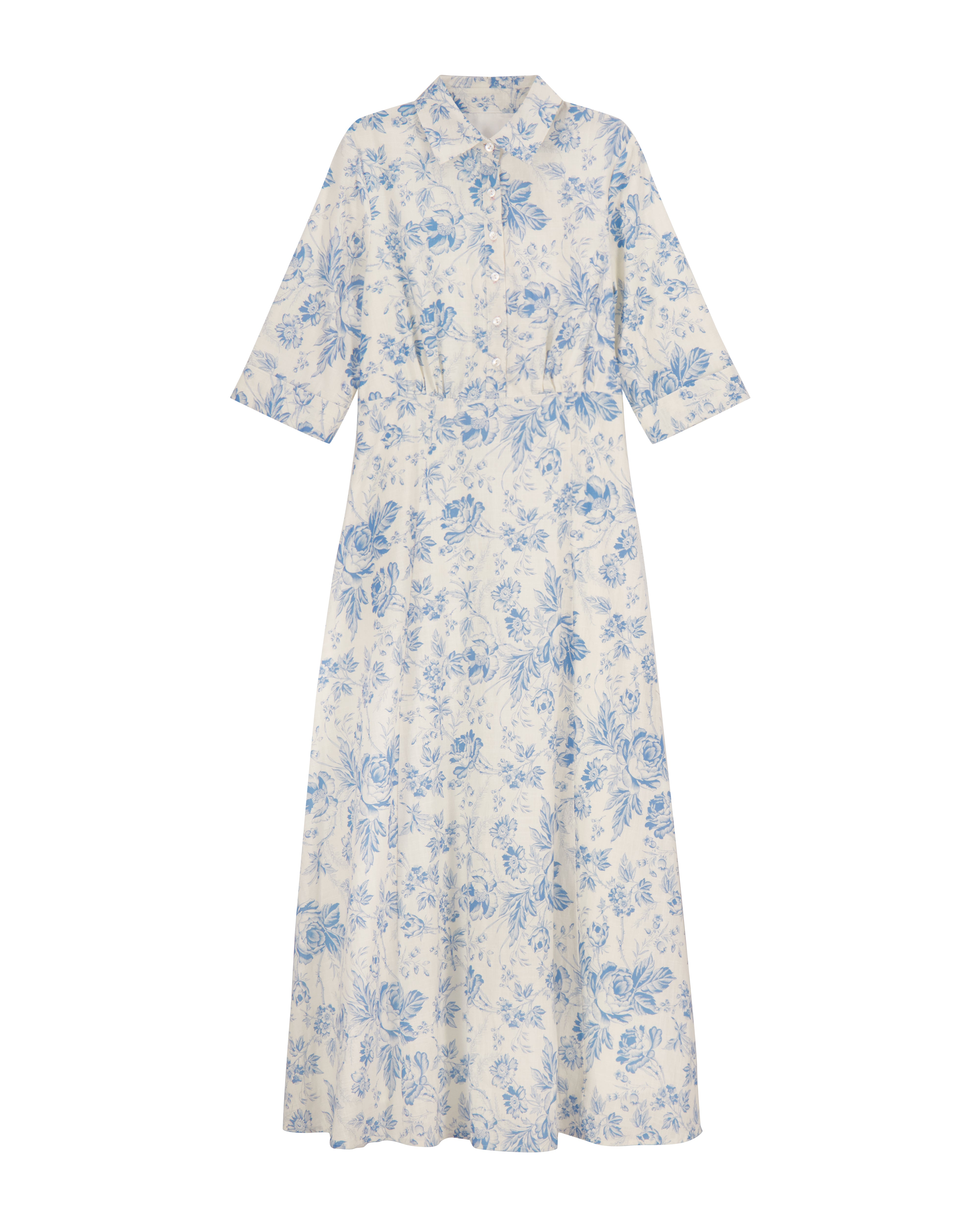 Bliss Linen Shirt Dress Toile Print