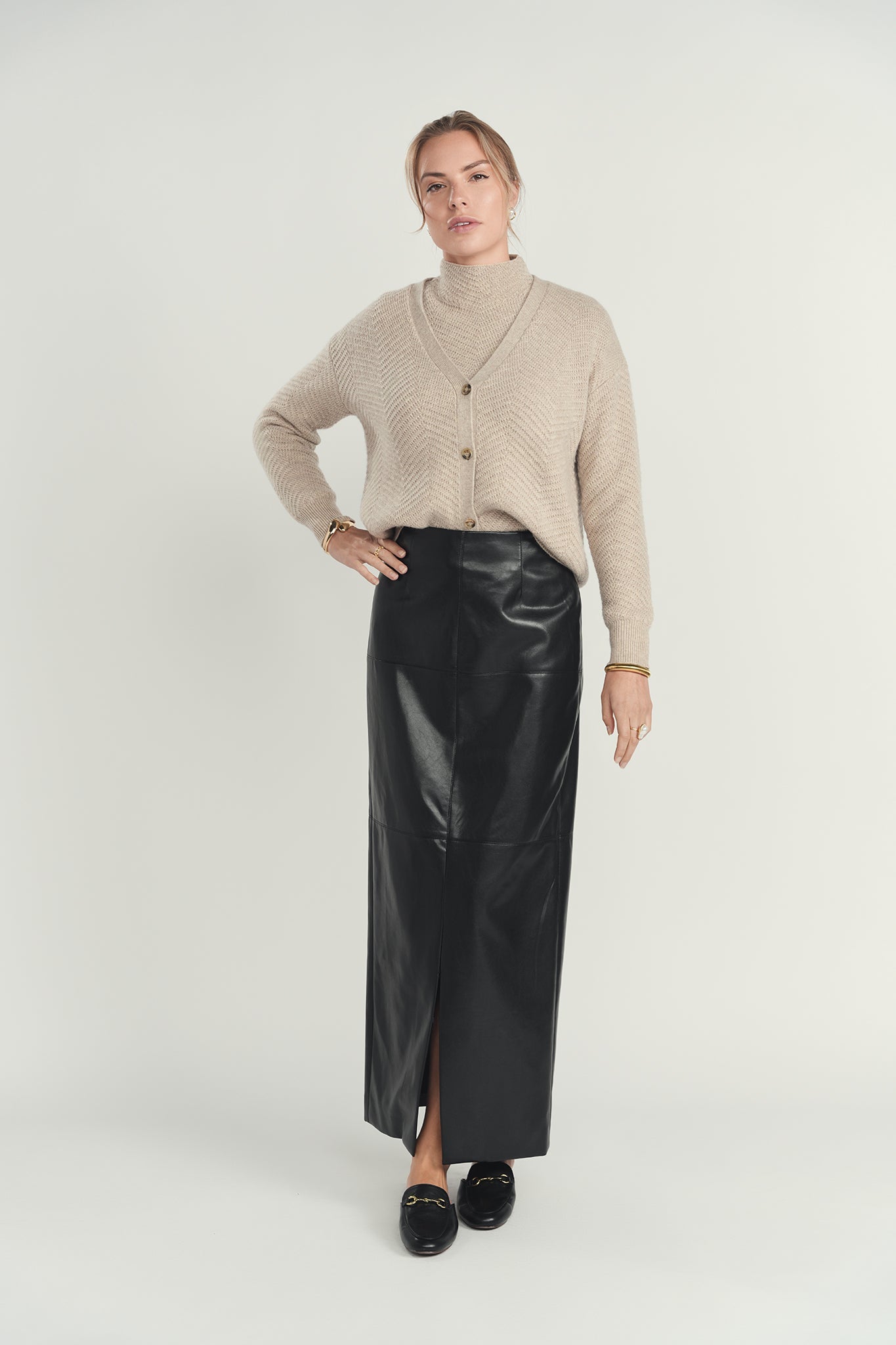 Panel Leather Skirt