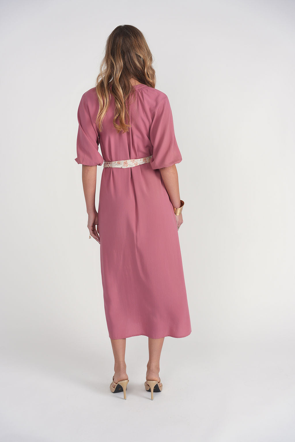 Bandana Waist Cotton Dress- Summer Rose