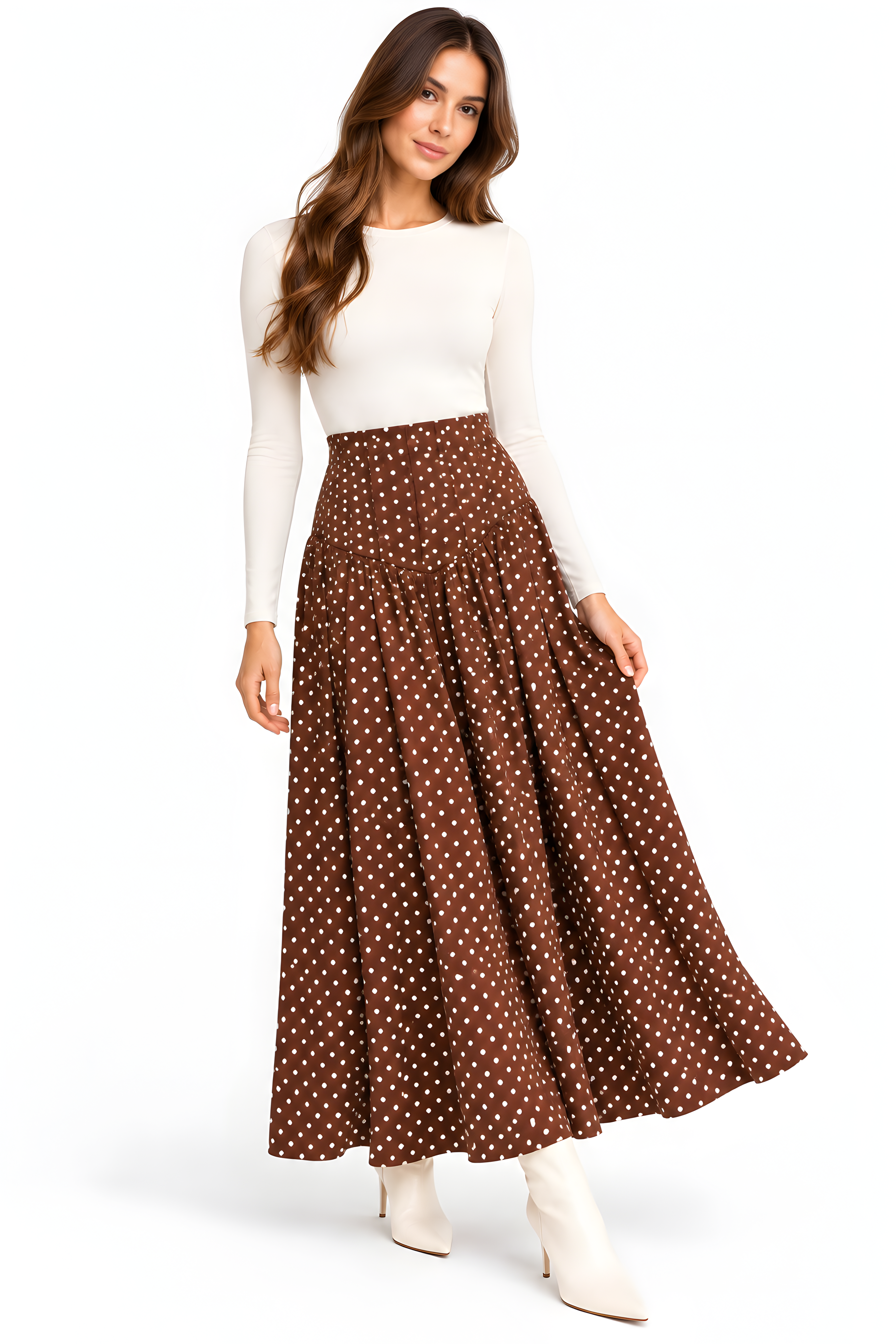 PLEATED POLKADOT SKIRT (M25)