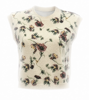 Floral Printed Knitted Sleeveless Vest
