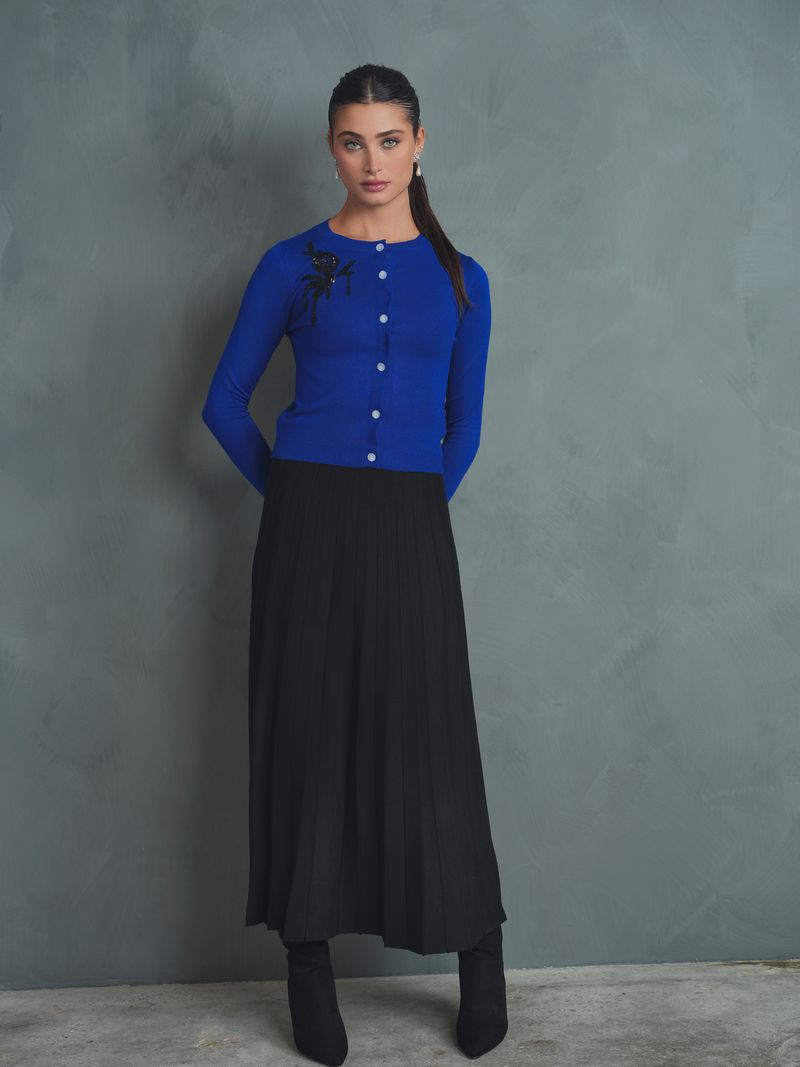 Long Knit Pleated Skirt