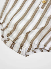 Tan and White Stripe Romper