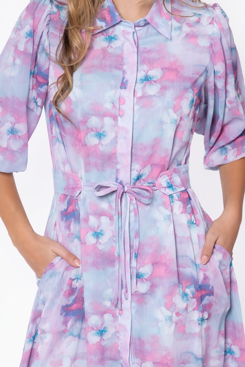 Alice Dress Short Sleeve (Raspberry/Blue)