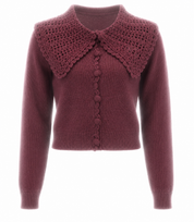 Wide Crochet Collar Button Front Cardigan