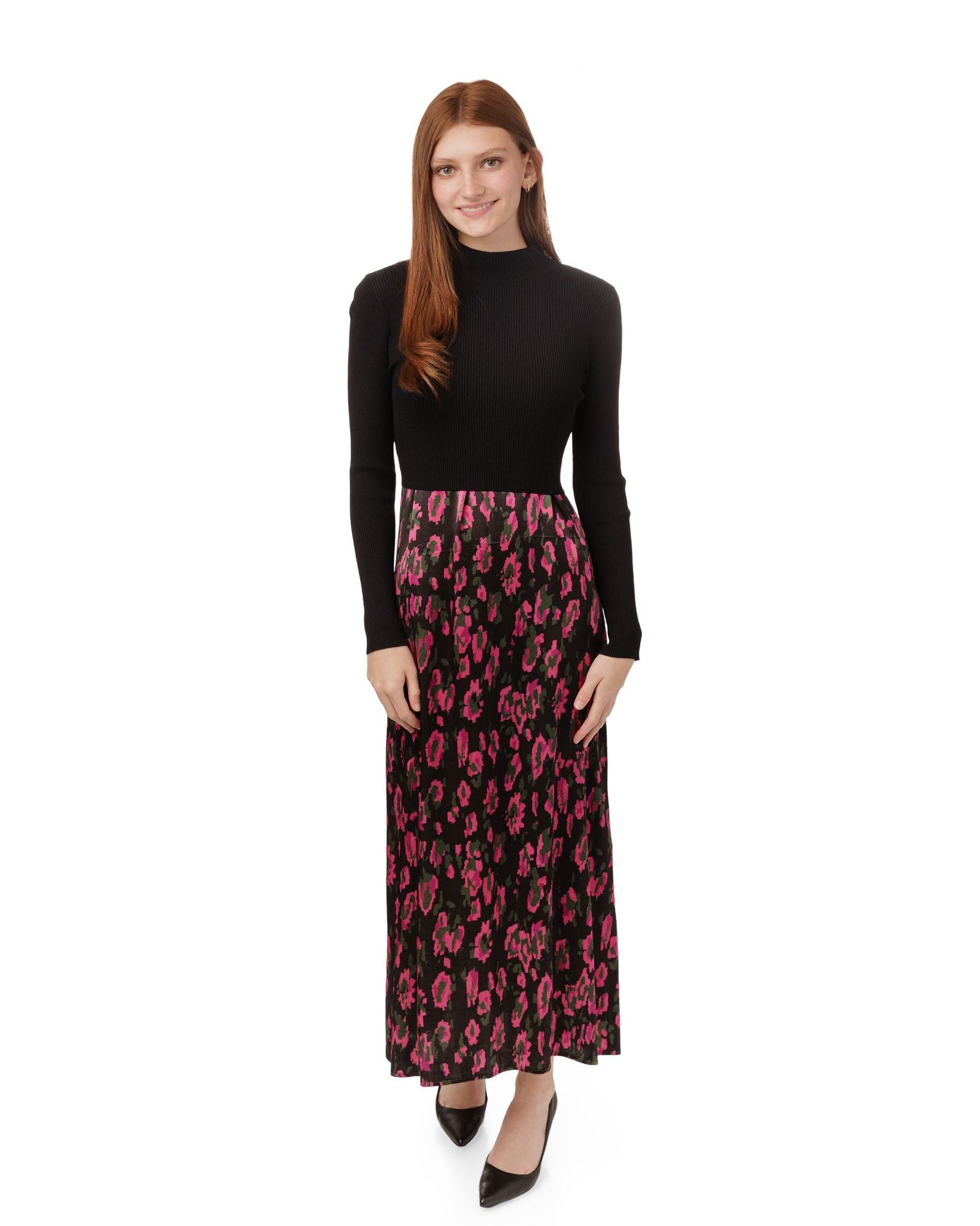 AD-Luella Floral Slip Dress with Knit Overlay