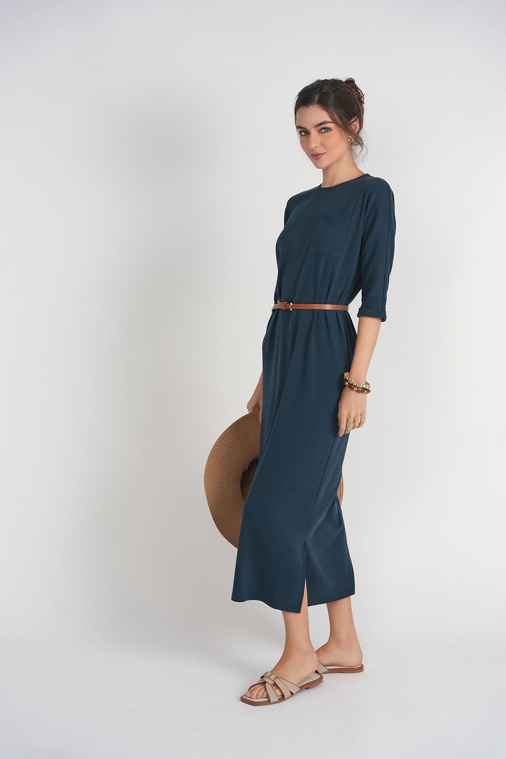Pocket T-shirt Dress- Indigo