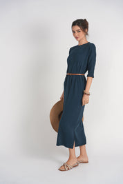 Pocket T-shirt Dress- Indigo