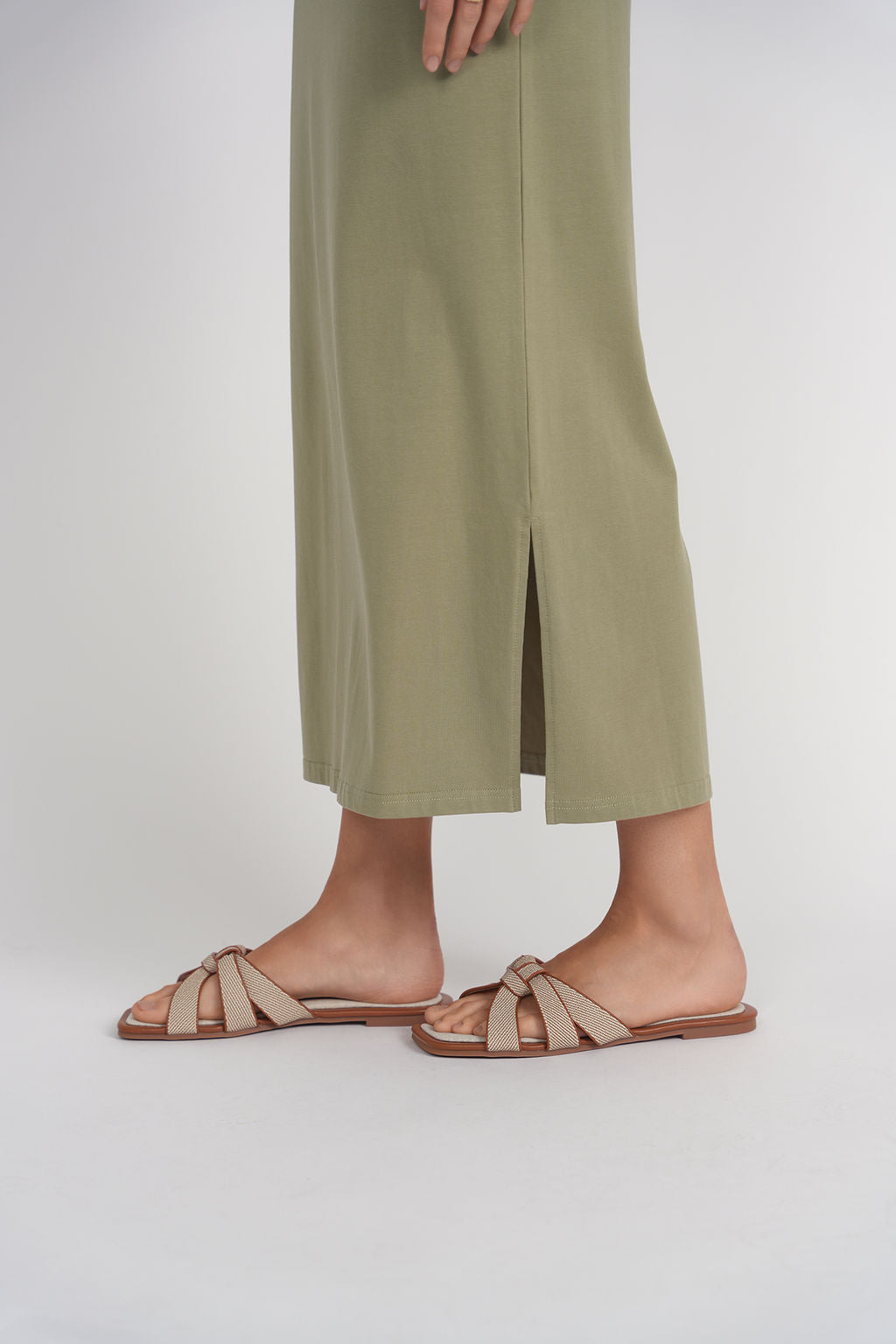 Pocket T-shirt Dress- Spanish Olive