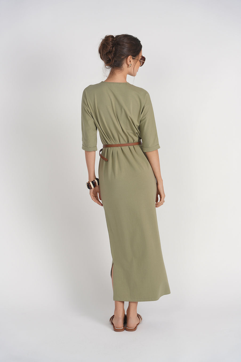 Pocket T-shirt Dress- Spanish Olive