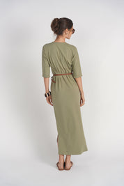 Pocket T-shirt Dress- Spanish Olive
