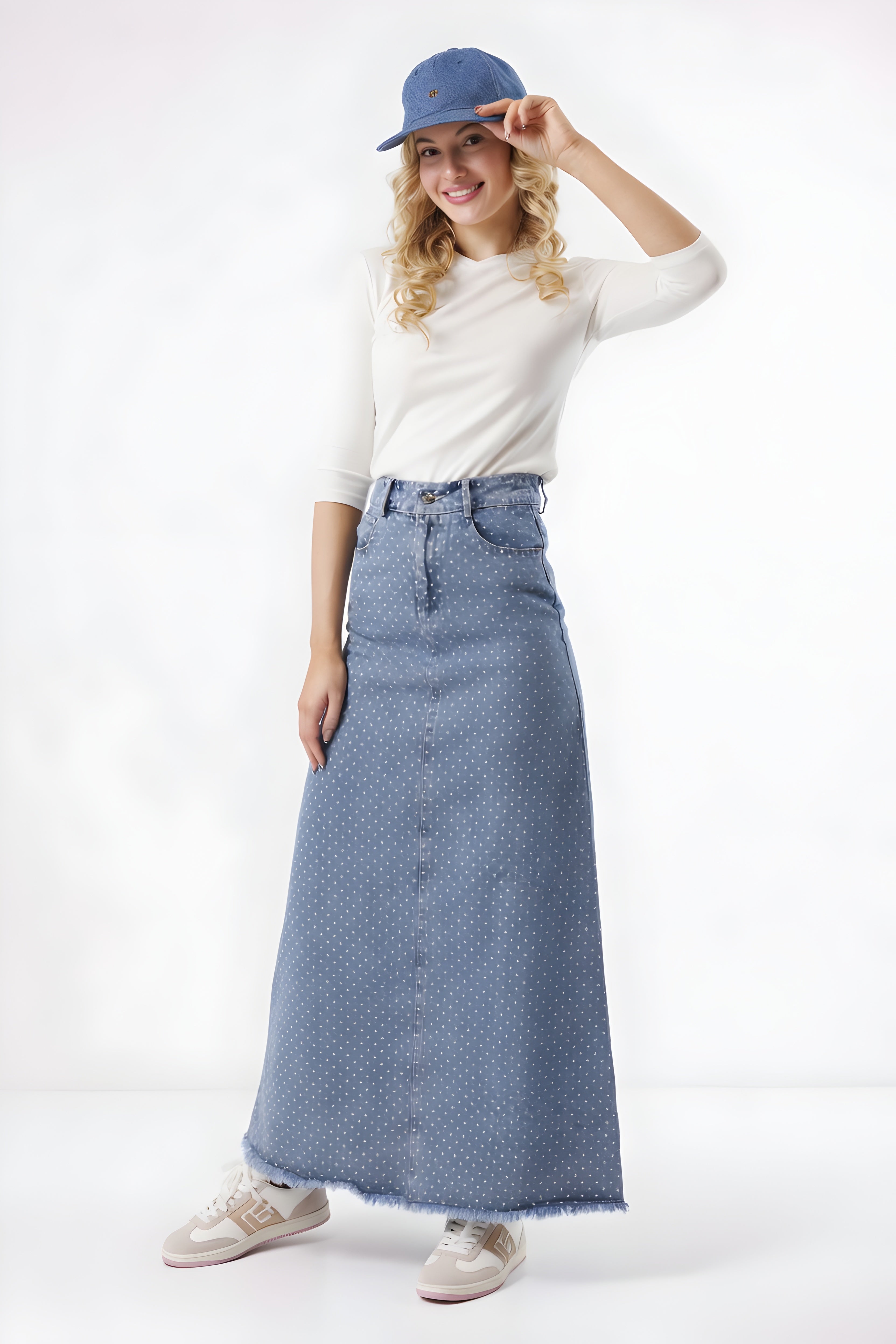 PRINTED DENIM SKIRT AVAILABLE IN 2 COLORS (25SM18)