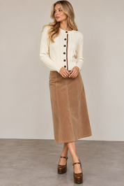 LEATHER TRIM CARDIGAN (D11)