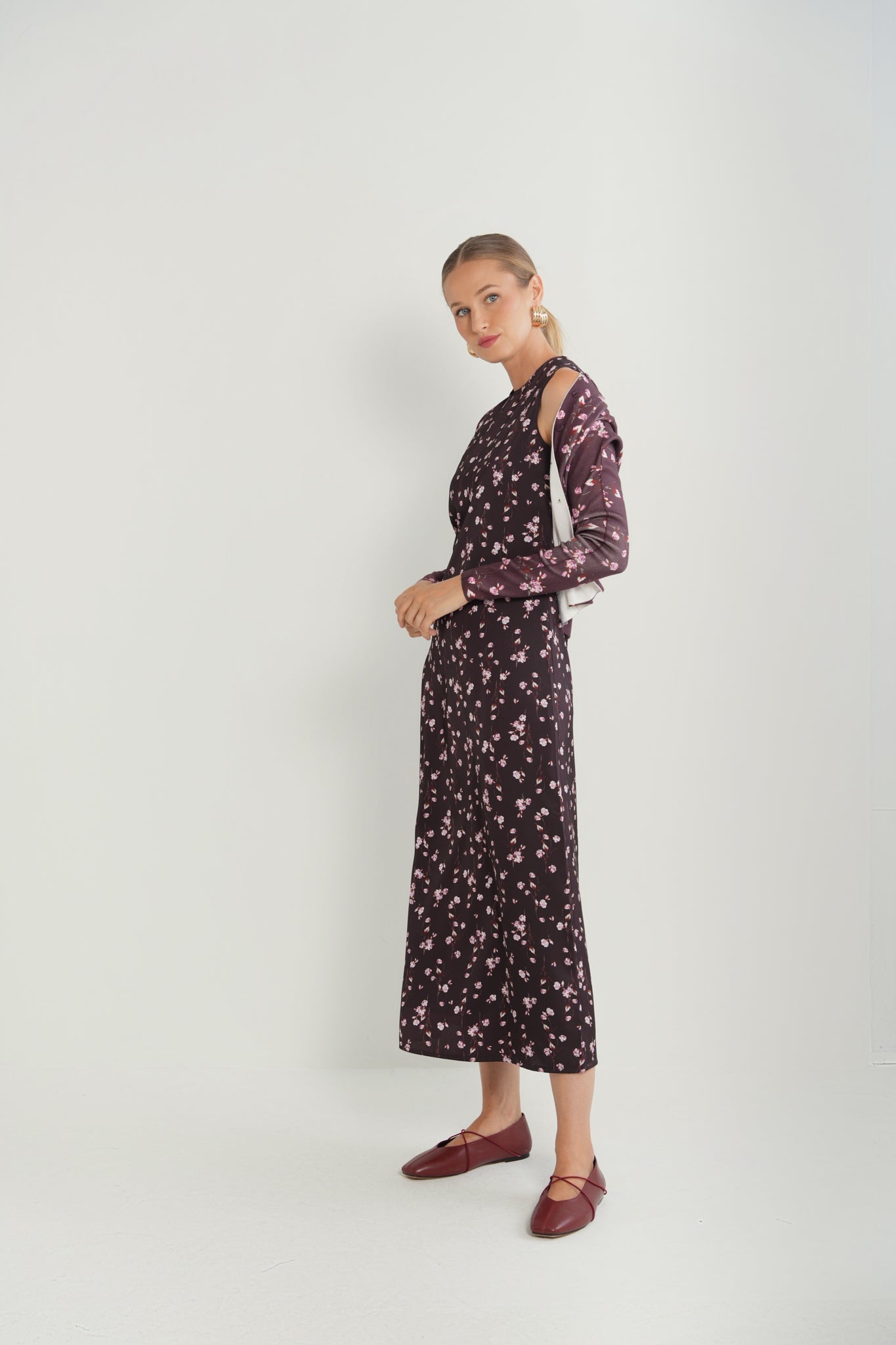 Printed Round Neck Slip Dress