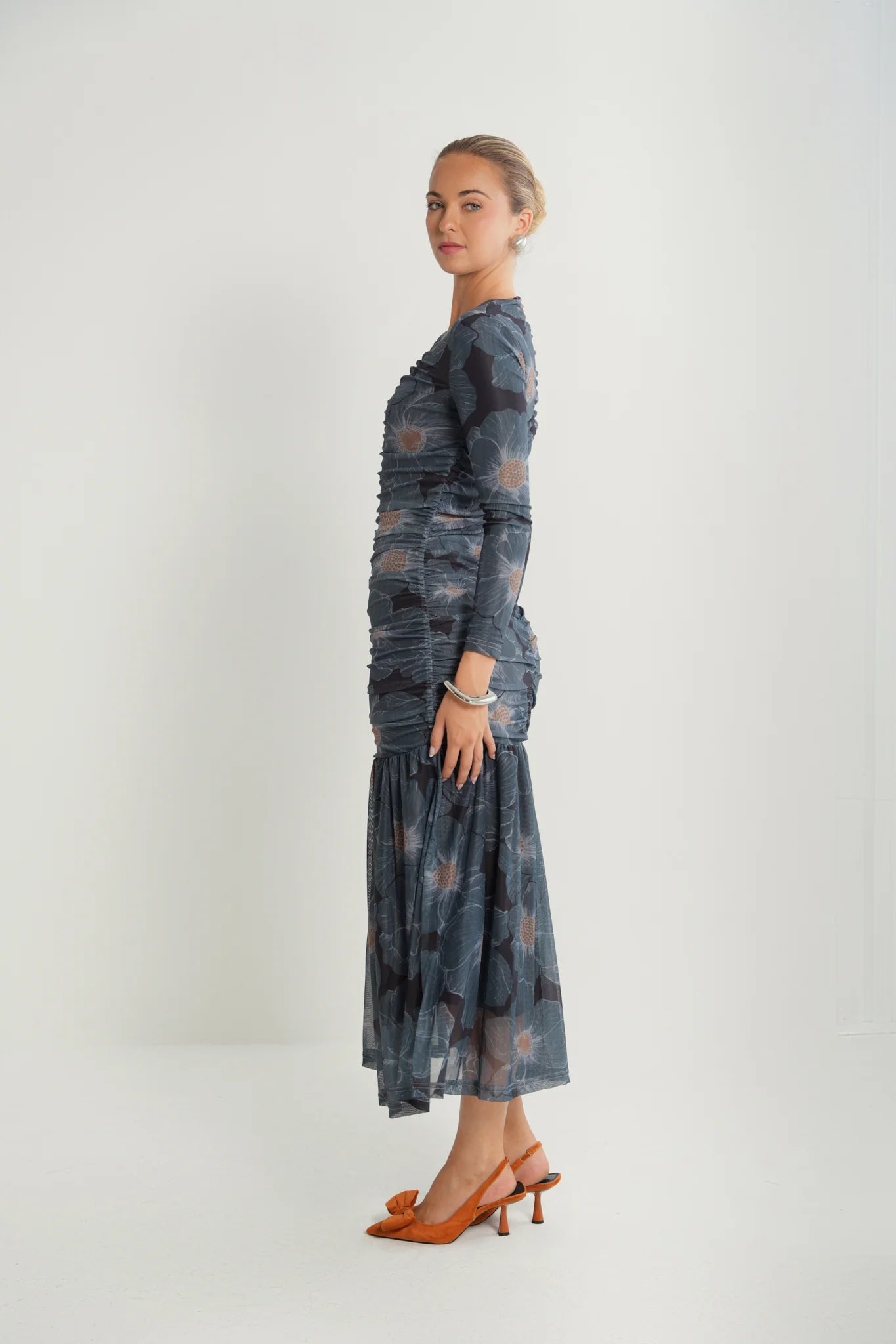 Ruched Meshed Dress