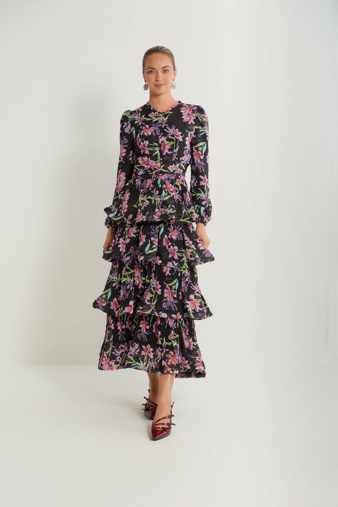 Waist Draped Tiered Dress