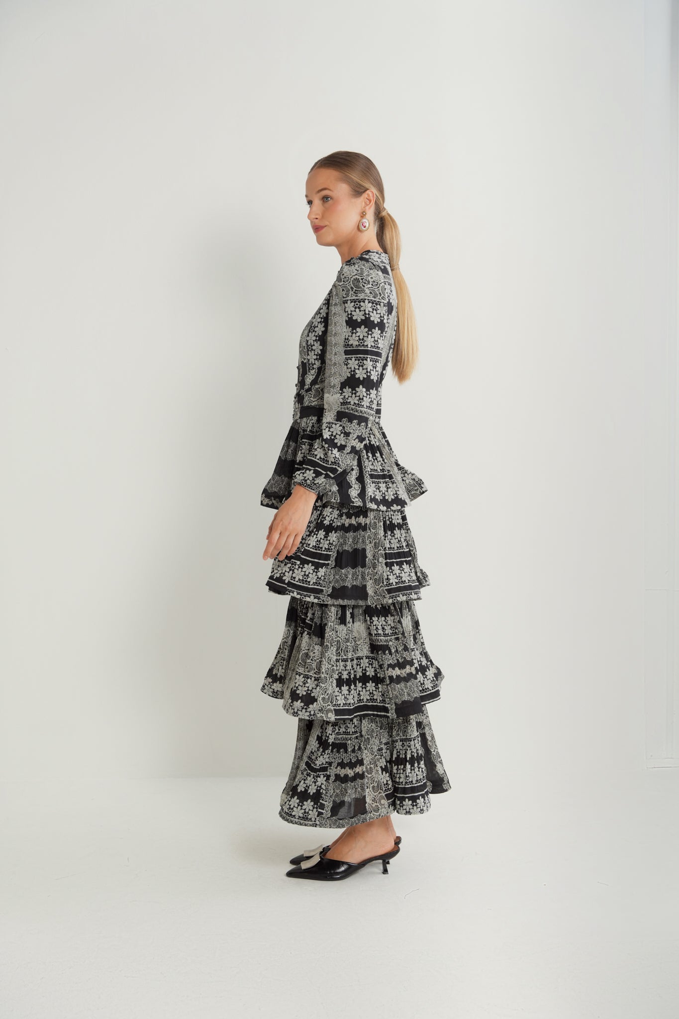 Waist Draped Tiered Dress