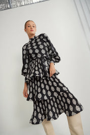 Layered Pleated Midi Dress