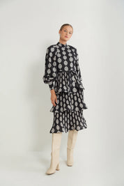 Layered Pleated Midi Dress