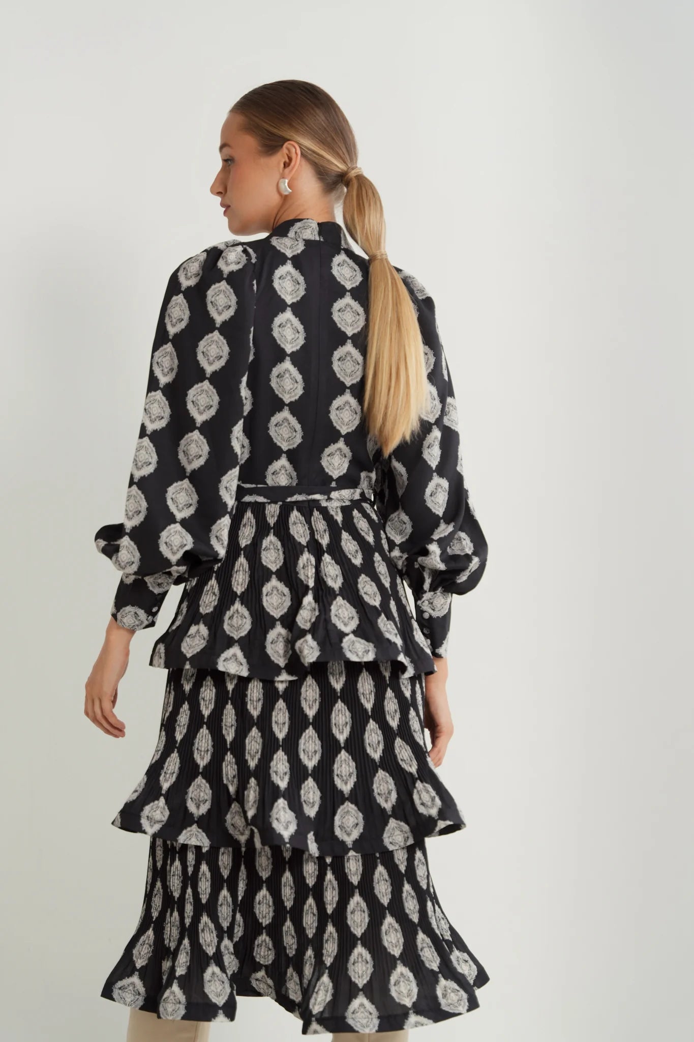 Layered Pleated Midi Dress