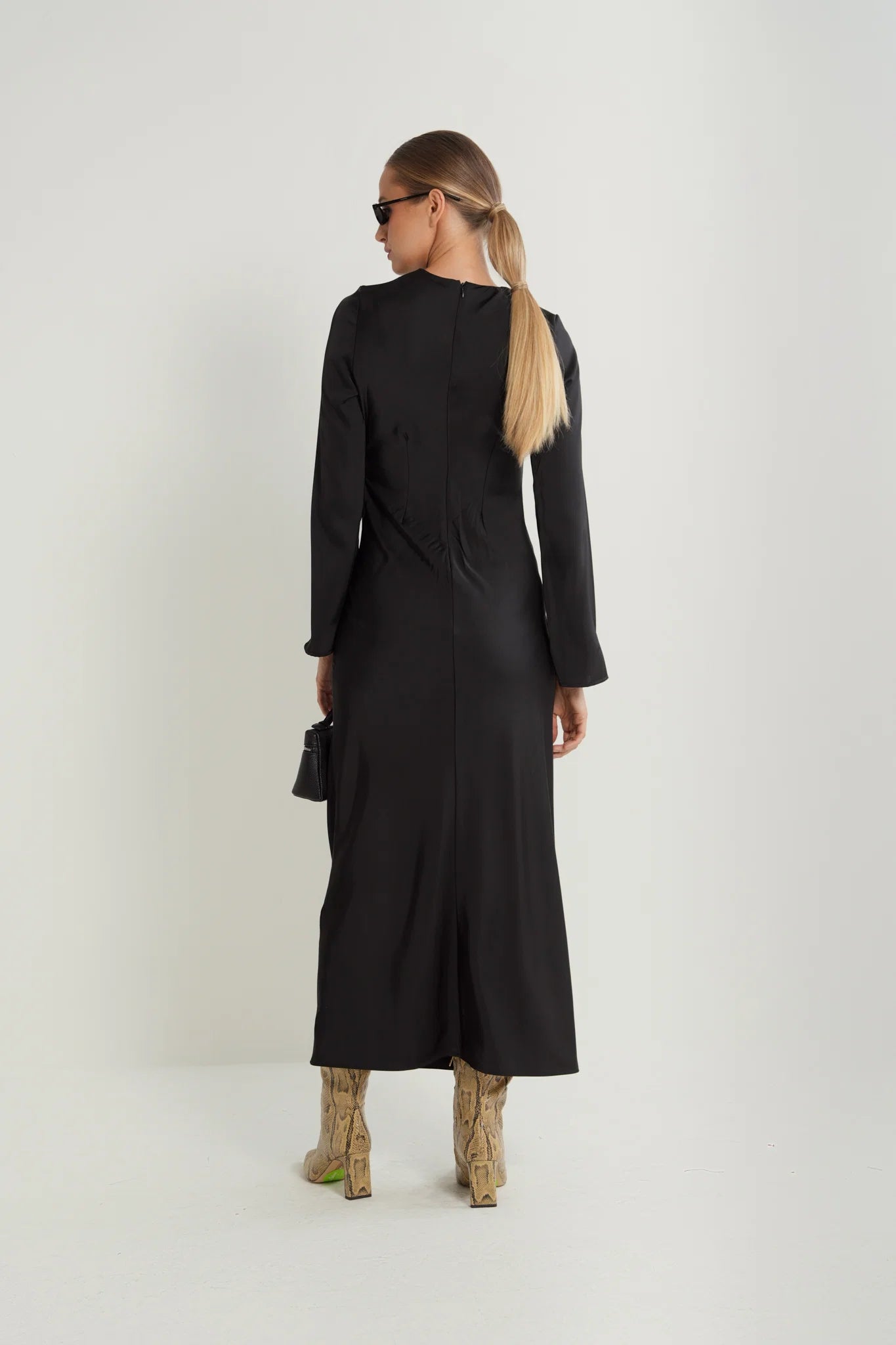 Floral Placement Satin Dress